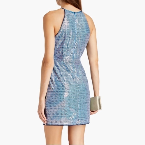 AIDAN Mattox Sequin Halter Mini Dress with Cutout Sz 10 - Picture 6 of 17